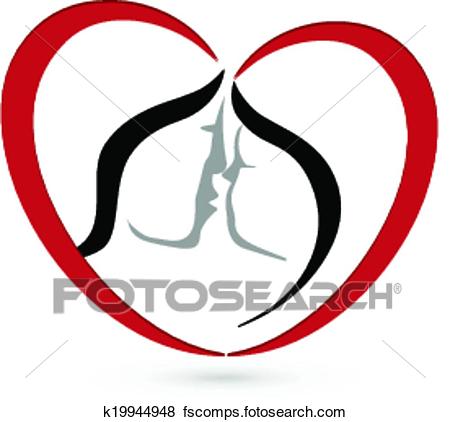450x422 Clip Art Of Couple Kissing In Heart Shape Logo K19944948