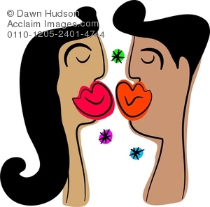 300x297 Couple In Love Kissing Clipart Illustration
