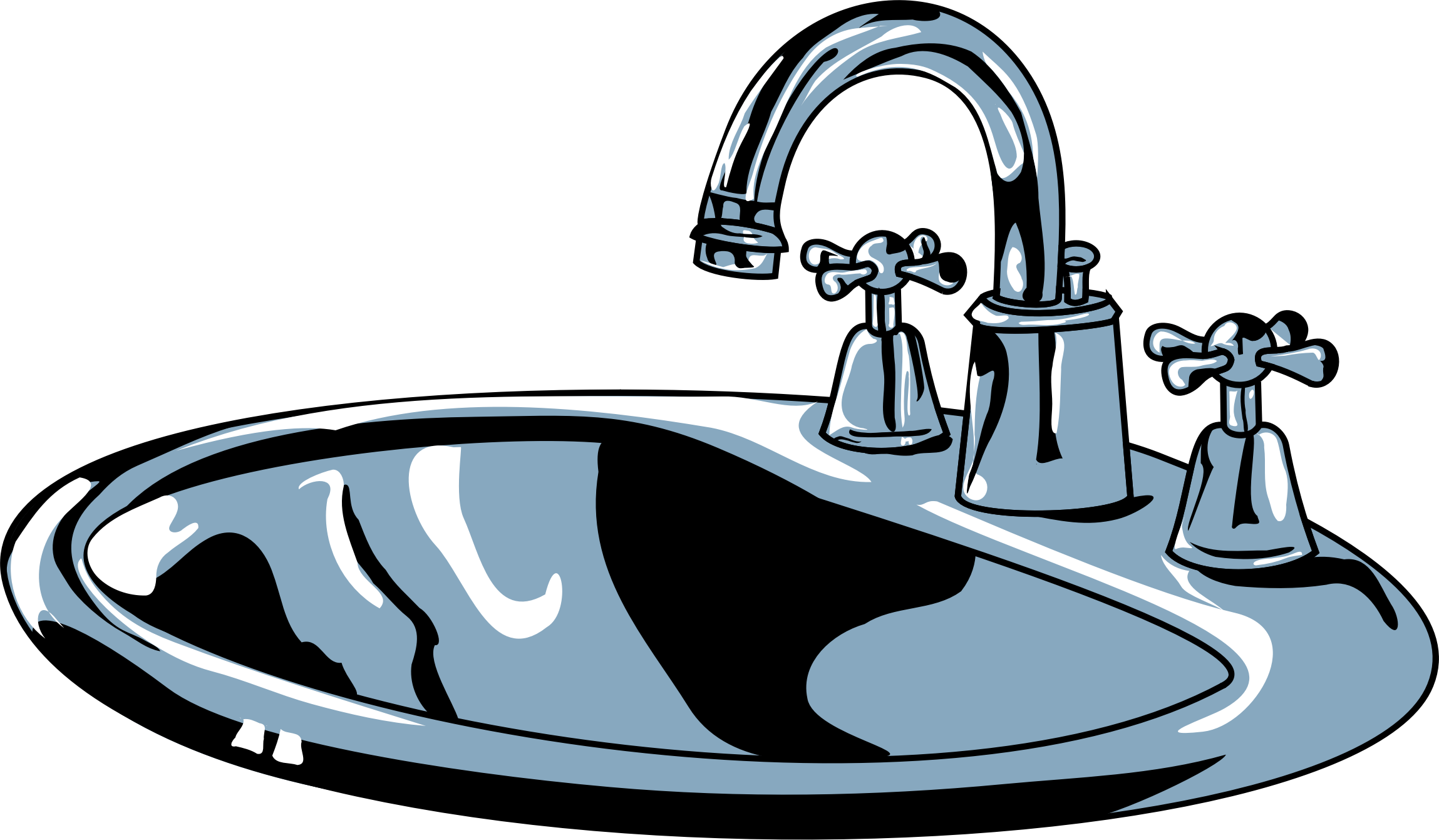 bathroom counter and sink clipart black and white