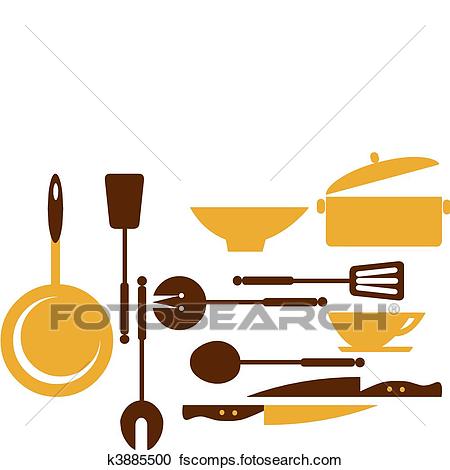 450x470 Clipart Of Kitchen Tools For Cooking And Frying 1 K3885500