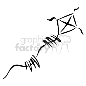 300x300 Royalty Free Black And White Kite 159249 Vector Clip Art Image