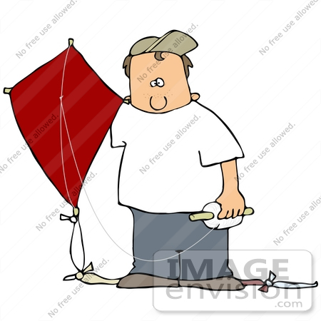 450x450 Clip Art Graphic Of A Cacuasian Boy Holding His Red Kite