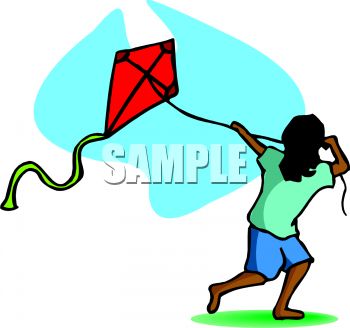 350x328 Clip Art Illustration Of An Ethic Child Flying A Red Kite