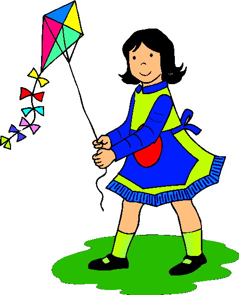 477x589 Girl Play Kite Clipart
