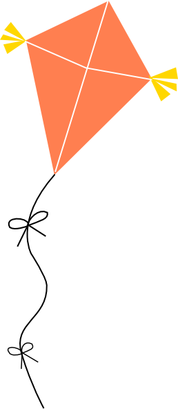258x592 Orange Kite Clip Art
