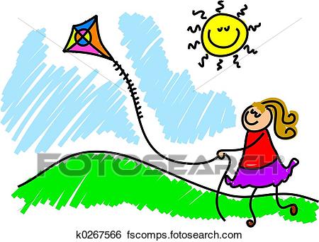 450x342 Stock Illustration Of Flying A Kite K0267566