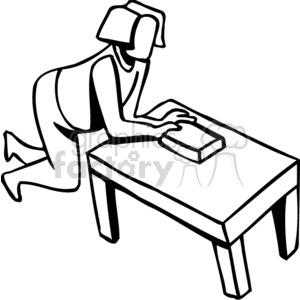 300x300 Royalty Free Black And White Girl Cleaning A Table 158630 Vector