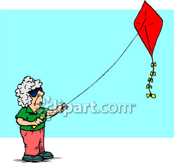 350x327 Old Lady With Gray Hair Flying A Kite