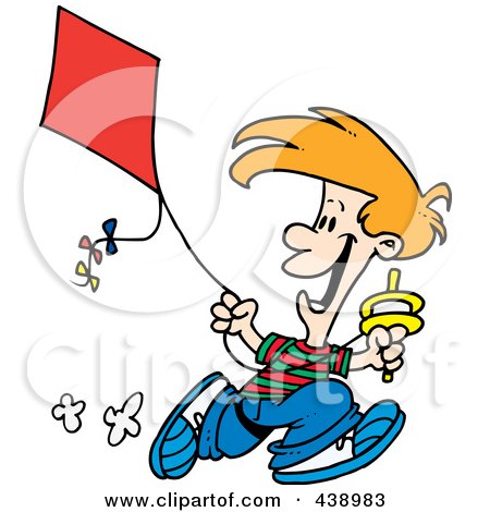 450x470 Royalty Free (Rf) Cliprt Illustration Of Cartoon Boy Flying