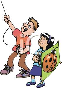 210x300 Art Image A Boy And Girl Flying Kites Together