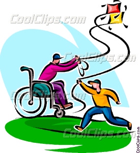 275x300 Father In A Wheelchair Flying A Kite Vector Clip Art