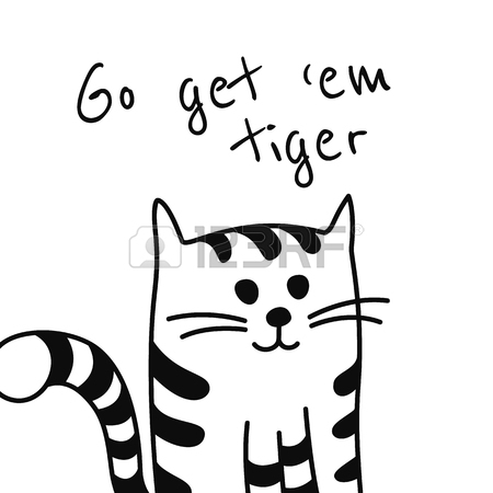 450x450 Cute Hand Drawn Black And White Cats Or Kittens With Cat Toys