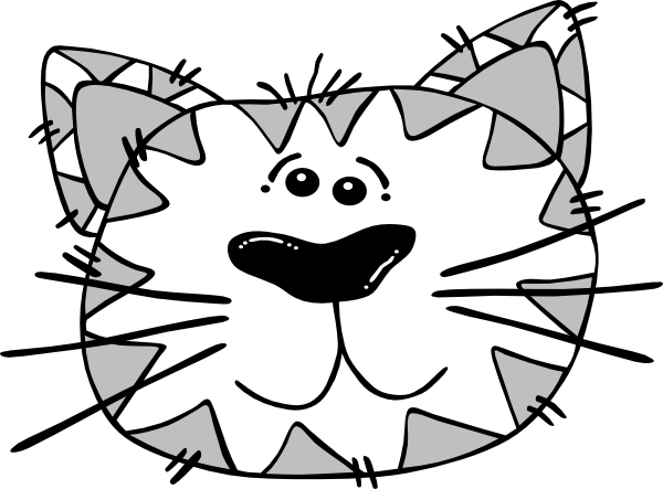 600x443 Grey And White Cat Face Clip Art