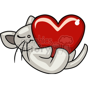 300x300 Royalty Free Kitten Sleeping Holding Big Red Heart 145705 Vector