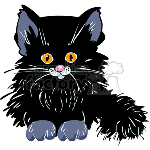 300x300 Royalty Free Fluffy Black Kitten 383499 Vector Clip Art Image