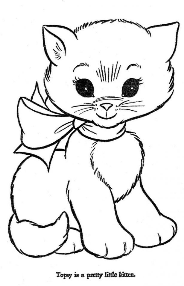 615x954 Animal Cute Kitten Coloring Pages To Print Kitten Coloring Pages