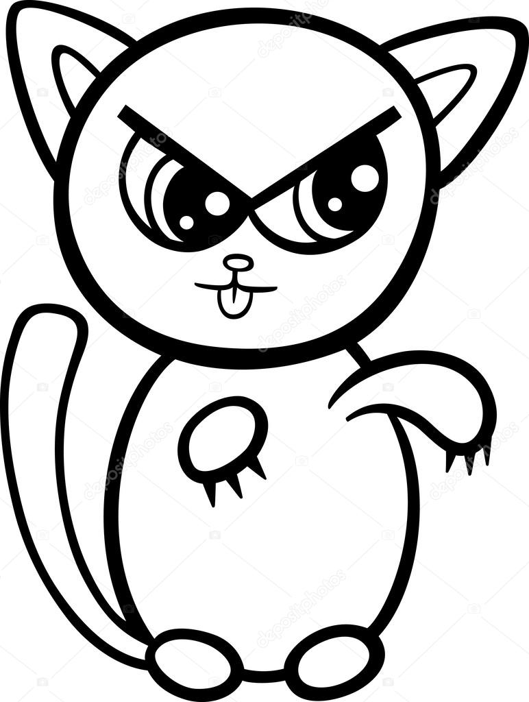 772x1024 Cartoon Kawaii Kitten Coloring Page Stock Vector Izakowski