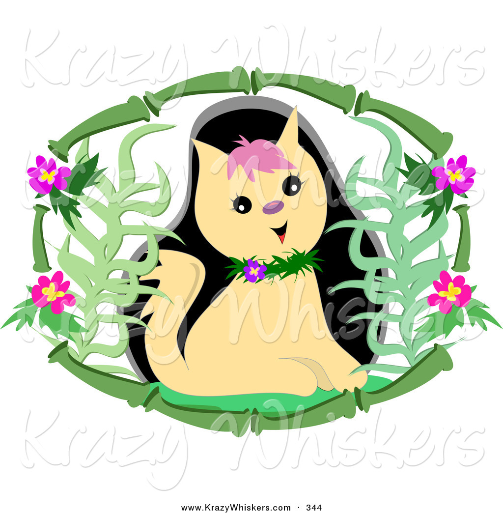 1024x1044 Critter Clipart Of A Cute Tan Kitty Cat Wearing A Floral Collar