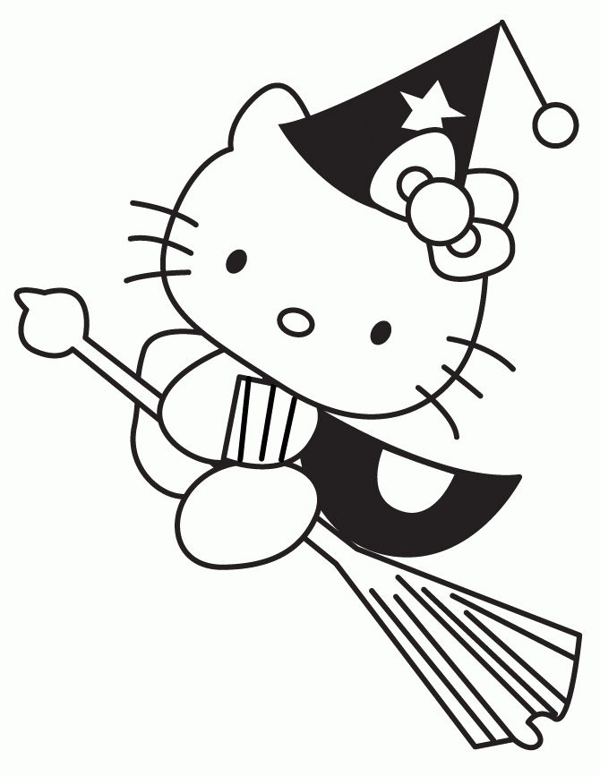 670x867 Halloween Hello Kitty Coloring Pages Witch Halloween Coloring