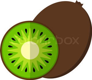 320x280 Whole And Half Kiwi On White Background, Vector Illustration