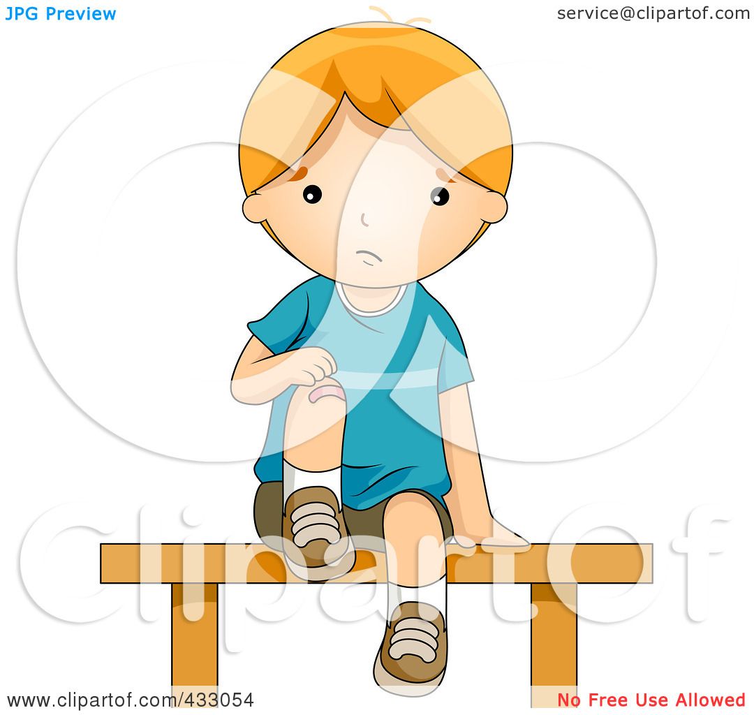 1080x1024 Royalty Free (Rf) Clipart Illustration Of A Boy Bandaging His Hurt