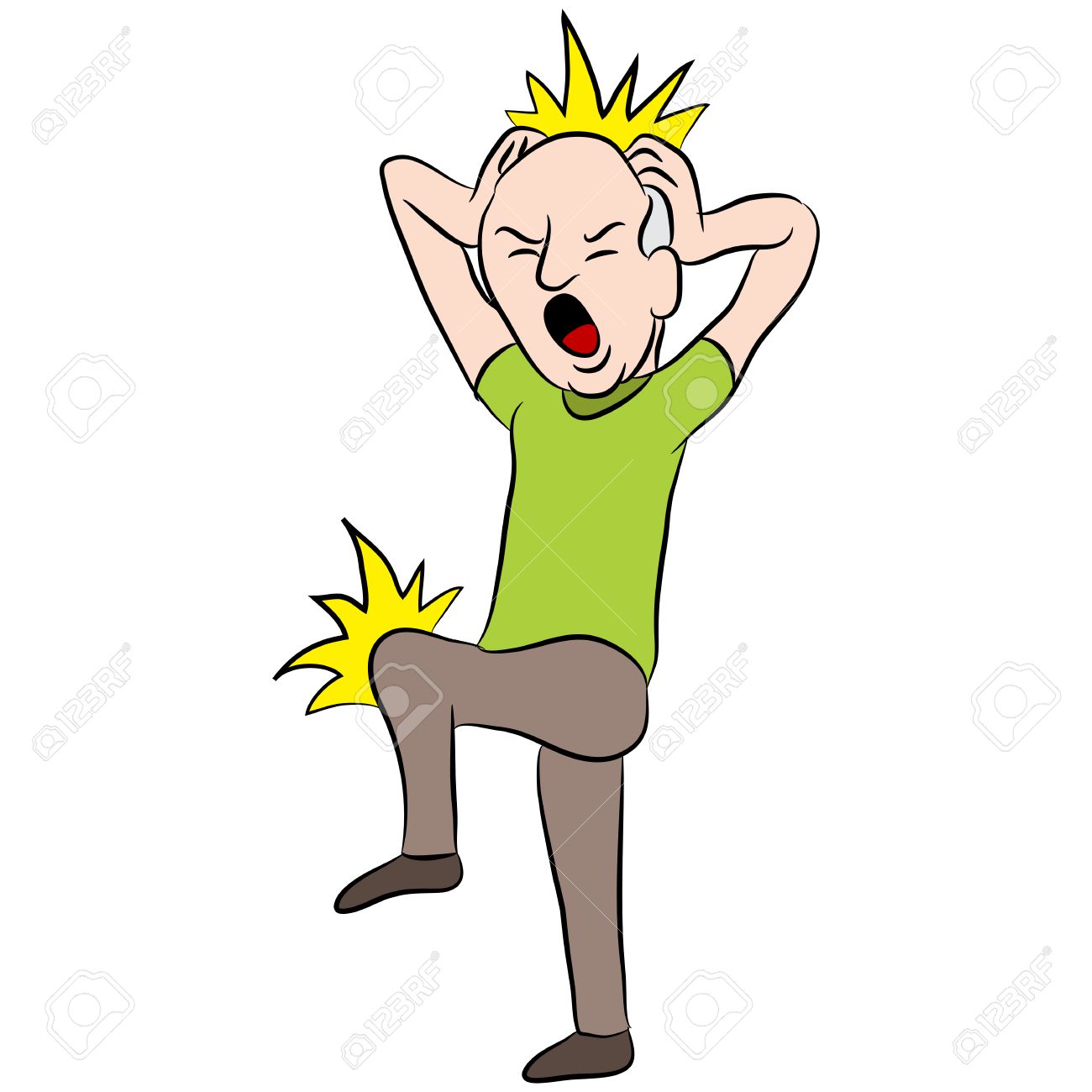 1300x1300 Cartoon Man With Pain In His Knee. Royalty Free Cliparts, Vectors