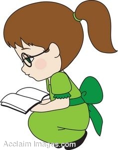 237x300 Clipart Of A Little Girl Kneeling Down Reading A Book