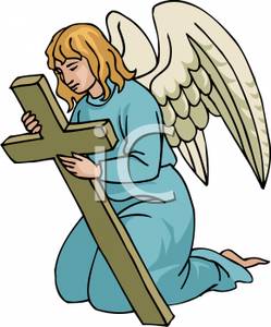 249x300 Image An Angel Kneeling And Holding A Cross
