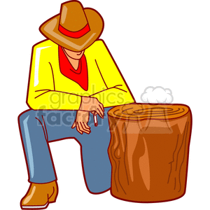 300x300 Royalty Free A Cowboy With A Red Bandana Kneeling Next To A Tree