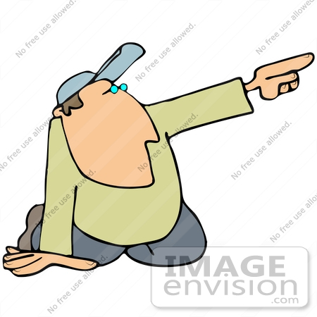 450x450 Clip Art Graphic Of A Kneeling Guy Pointing Off To The Right