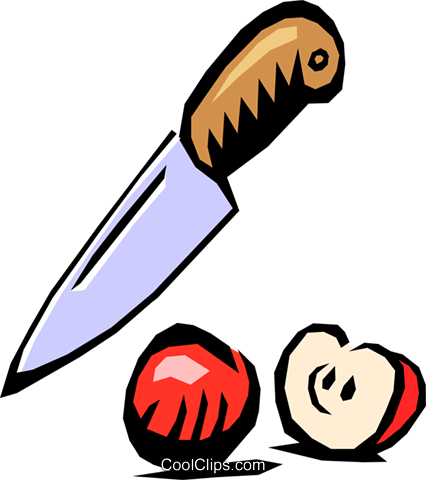 426x480 Knife With Apple Royalty Free Vector Clip Art Illustration
