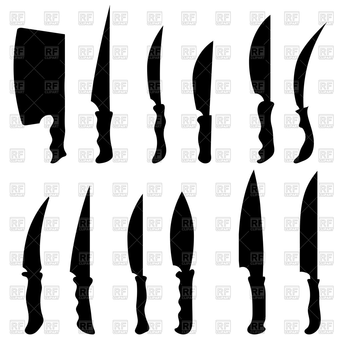 1200x1200 Set Of Knives Silhouettes Royalty Free Vector Clip Art Image
