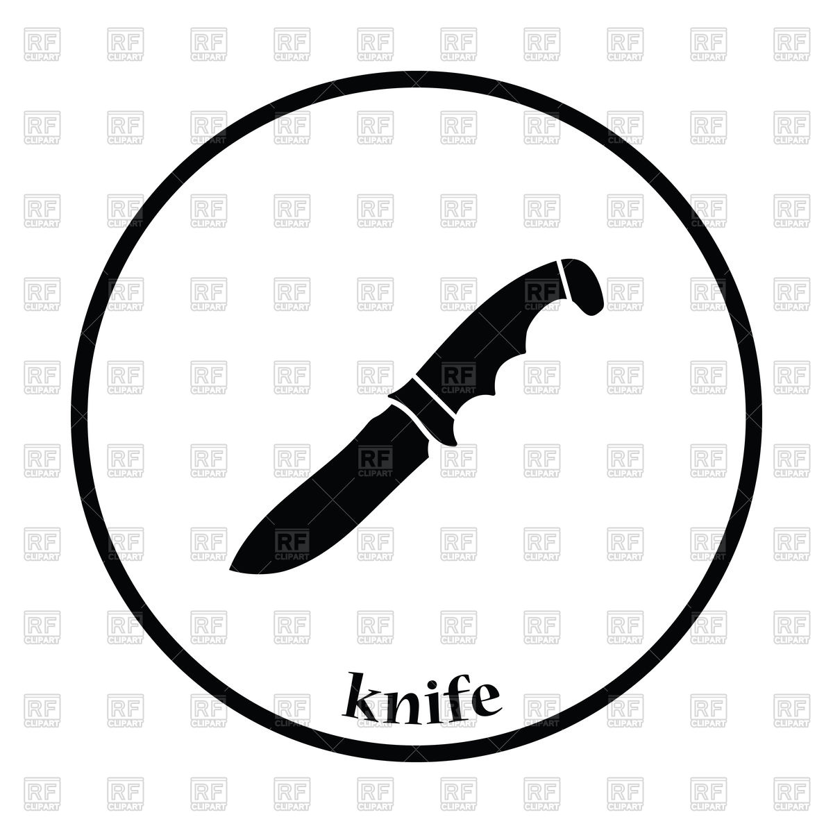 1200x1200 Thin Circle Design Of Hunting Knife Icon Royalty Free Vector Clip