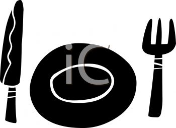 350x254 Picture Of A Fork, Knife And Plate In A Vector Clip Art