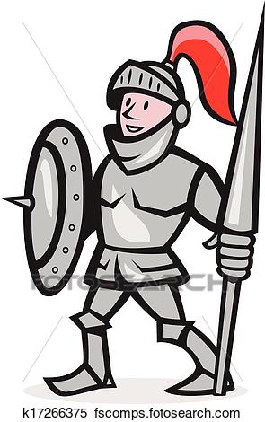 295x470 Clipart Of Knight Shield Holding Lance Cartoon K17266375