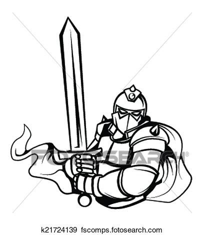 408x470 Clip Art Of Knight Warrior Vector Illustration K21724139