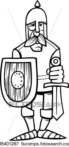221x470 Clip Art Of Knight In Armor Cartoon Coloring Page K16401287
