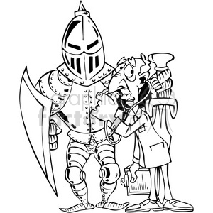 300x300 Royalty Free Black And White Cartoon Knight In Armor 387819 Vector