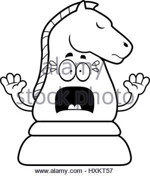 300x351 A Cartoon Illustration Of A Knight Looking Scared Stock Vector Art