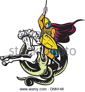 300x323 A Vector Illustration Of Knight Fighting A Dragon To Save Princess
