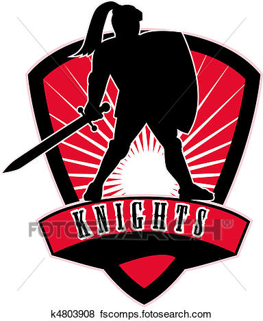 384x470 Stock Illustration Of Knight Sword Shield Side K4803908