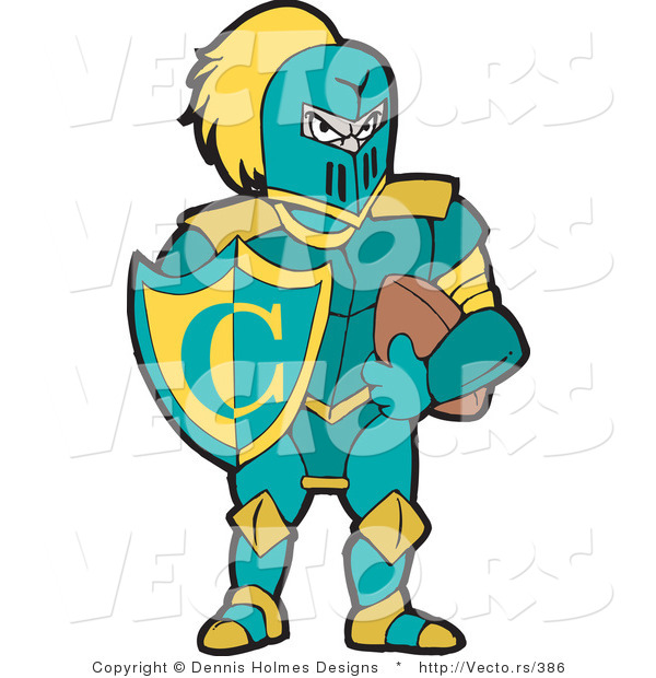 600x620 Vector Of A Knight With Football And Shield By Dennis Holmes