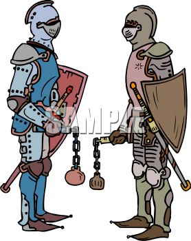 278x350 Knights Facing Off With Weapons