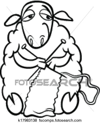 382x470 Clip Art Of Knitting Sheep Coloring Page K17983138