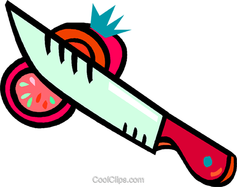 480x378 Knife Cutting A Vegetable Royalty Free Vector Clip Art