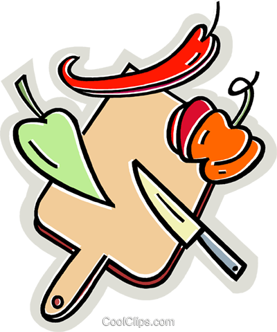 400x480 Peppers With A Cutting Board And Knife Royalty Free Vector Clip
