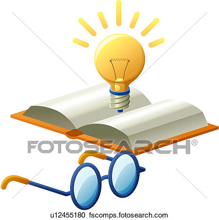 450x452 Clipart Of Open Book, Knowledge, Idea, Eyeglasses, Miniaturebulb