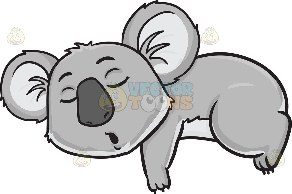 1024x681 A Sleeping Koala Bear Cartoon Clipart