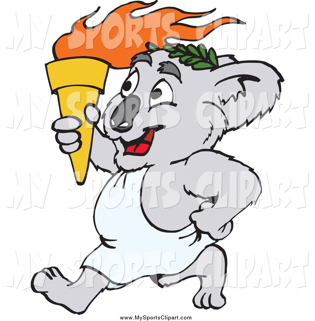 1024x1044 Sports Clip Art Of A Koala Walking With A Torch By Dennis Holmes