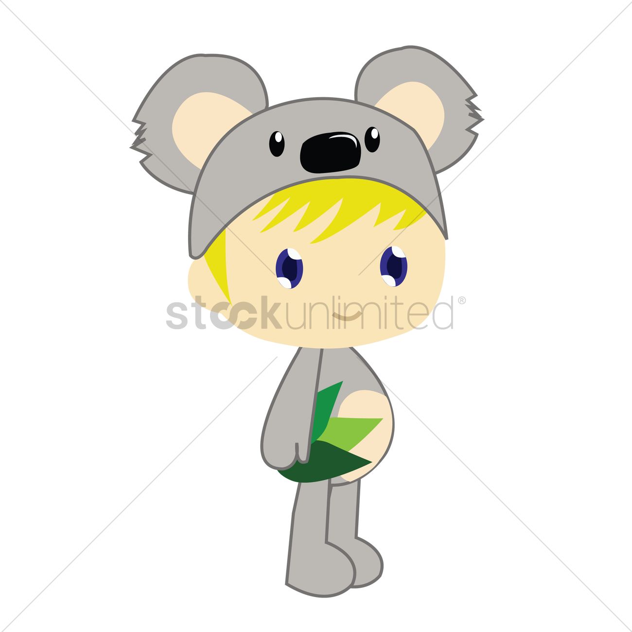 1300x1300 Free Boy In Koala Bear Costume On White Background Vector Image